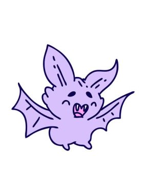 Süper şirin bir cadılar bayramı yarasasının neon ışık efektli çizimi