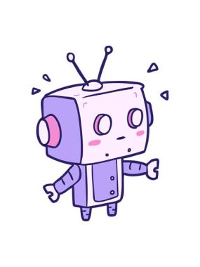 Tatlı çizgi film sürpriz robotunun basınçlı animasyonu