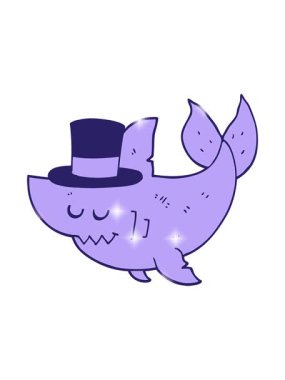 Çizgi film köpekbalığının silindir şapkalı animasyonu