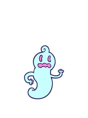 Kalk ve süzül el çizilmiş karikatür hayaleti canlandırması