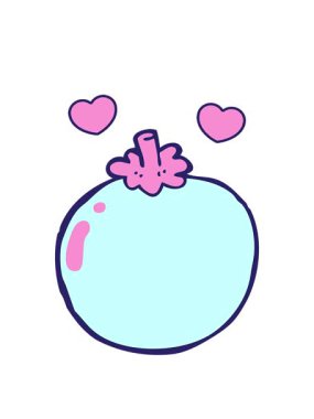 Karikatür domates tasarımının dönen kalp animasyonu