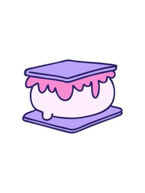 Bir marshmallow smore çizgi filminin dikkat çekici animasyonu