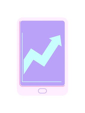 Ticari performans grafik vektör resimleme simgesini gösteren elektronik tabletin canlandırmasını salla ve duraklat