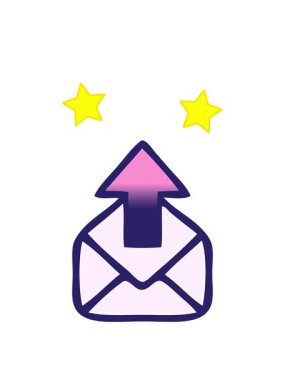 dönen yıldızlar bir e-posta işaretinin gölgelendirilmiş çizgi filminin animasyonu