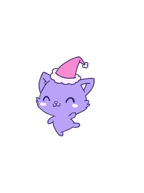 Kawaii kedisinin el çiziminin yatay titreşimli animasyonu