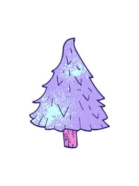 Bir karikatür Noel ağacının hareketli baskısı