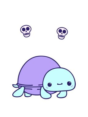 Kaplumbağa çizgi filminin kafatası animasyonu