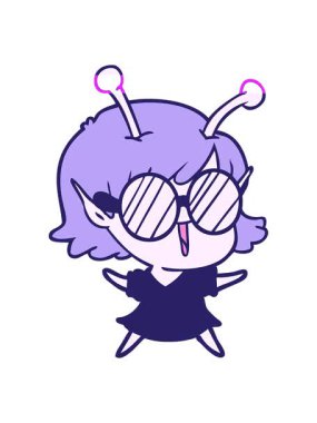 Uzaylı bir kızın gülüşünün çizgi filmini canlandırın.