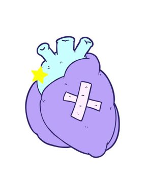 Parlayan yıldızlar karikatür kalp animasyonunu etkiler.