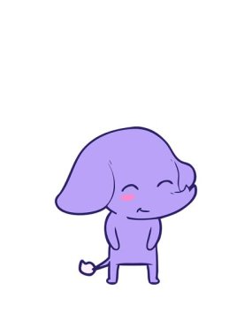 Sevimli fil karikatürünün animasyonunu büyütüyorum.