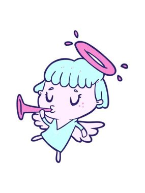 Tatlı karikatür meleğinin hareketli animasyonu