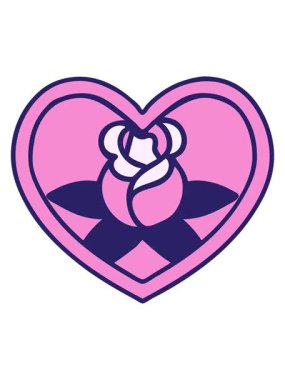 Dövmenin hareketli animasyonu geleneksel kalp ve çiçek stilinde.