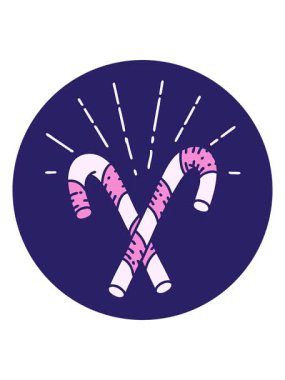 Dövme stili baston şeker ikonunun titreşimli hareketli animasyonu tasarım