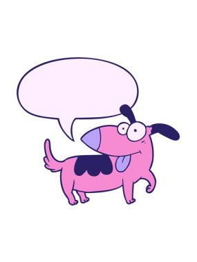 Konuşma balonlu mutlu köpeğin hareketli animasyonunu oynat