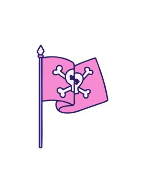 Korsan bayrağının ikonik dövme tarzının hareketli animasyonu