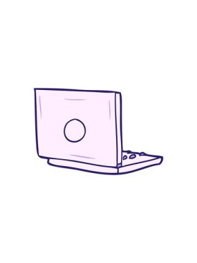 Çizgi film dizüstü bilgisayarının animasyonuna dikkat çekmek