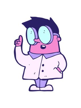 Çizgi film bilimcisinin parlak ışık efekti