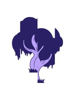 Yeşil bir ağacın el çizimi karikatürünün bölünen hareketi.