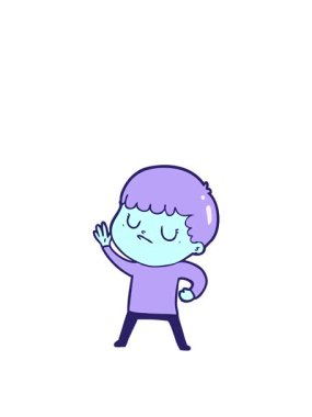 Çizgi film karakteri huysuz çocuğun zıplama hareketi