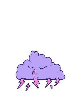 Bir gökgürültüsü bulutunun çizgi film karalamalarının zıplama hareketi