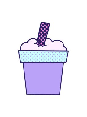 Çizgi roman tarzındaki tuhaf dondurma tenceresini salla ve durdur.