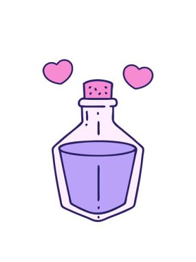 dönen kalpler iksir şişesinin çizgi filmini canlandırıyor.