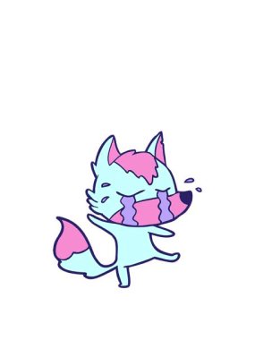 Hüzünlü küçük tilki çizgi film karakterinin animasyonunu büyütüyorum.