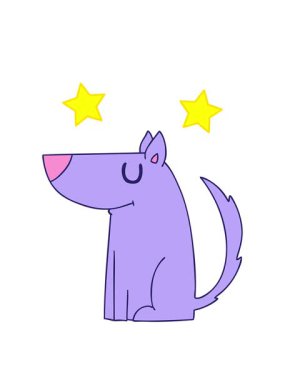 dönen yıldızlar basit çizilmiş bir köpeğin animasyonu