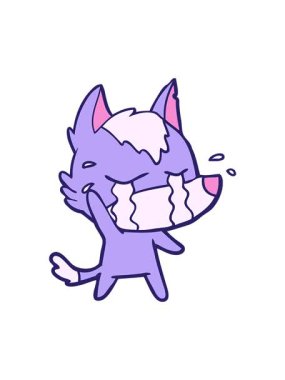 Ağlayan bir kurdun çizgi filminin dikkat çekici animasyonu.