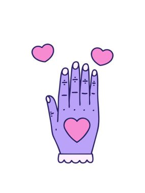 Bir el tasarımının sembolik dövme tarzının dönen kalp animasyonu