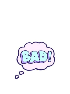 Freehand çizilmiş düşünce baloncuğu çizgi filminin yükseliş ve yüzme animasyonu Kötü sembol