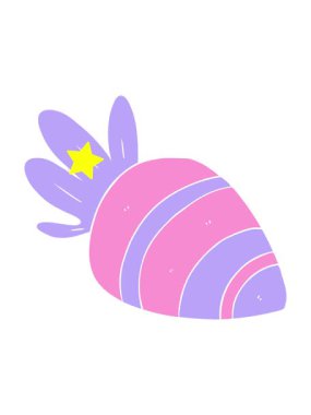 Parlayan yıldızlar düz renkli çizgi film havucunun animasyonunu etkiler.