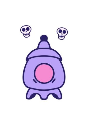 Japon taşından yapılmış bir tapınağın kafatası animasyonu içeriden aydınlatılıyor.