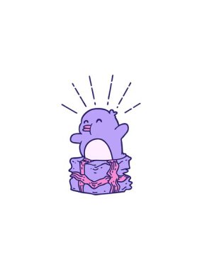 Geleneksel dövme stili penguen tanıtımının anlık satış animasyonu.