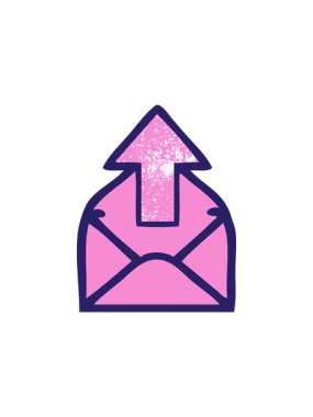 Oklu bir zarfın eski grunge desenli çizgi filminin hareketli canlandırması