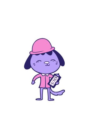 Mutlu ofis çalışanı köpek animasyonunu genişletiyorum.