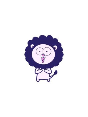 Mutlu çizgi film karakteri şirin aslanın gösterişli satış animasyonu.