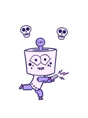 Uzaktan kumandalı mutlu çizgi film robotunun kafatası animasyonu