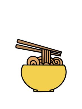 Yemek çubuklarıyla büyük bir kase eriştenin animasyonunu genişletiyor.