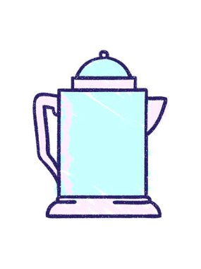 Kahve Kettle Tebeşiri Çiziminin parlak ışık efekti