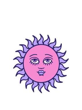 Yüzü olan bir güneşin ikonik dövme görüntüsünün canlandırması