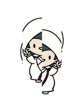 Geleneksel düğün kıyafetleri içinde Japon bir kadını kutlama animasyonu.