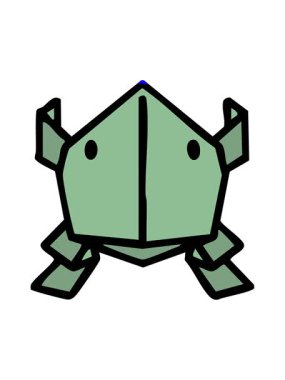 Japon katlanmış kağıt origami zıplayan kurbağanın animasyonunu canlandırın.