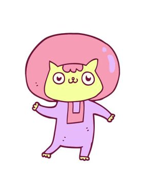 Parlak renkli çizgi film kedisinin hareketli animasyonunu oynat