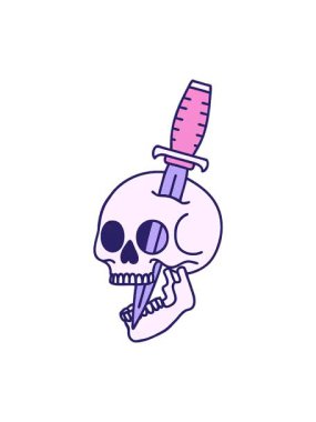 Kafatasının ikonik dövme şeklindeki görüntüsü döner hareket animasyonu