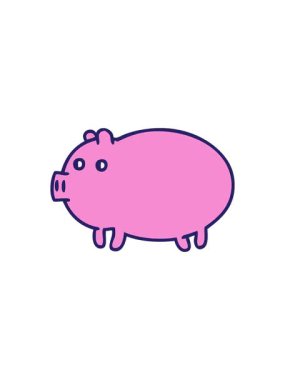 Şişko bir domuzun gradyan gölgeli çizgi filminin gösterişli satış animasyonu