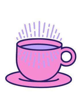 Bir fincan kahvenin ikonik dövme çiziminin titreşimli animasyonu