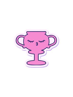 Sevimli bir çizgi film kupasının yıldız patlaması efekti çıkartması