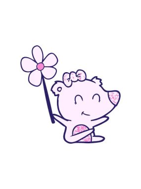 Çiçekli dişi kutup ayısı çizgi filminin dönen hareketi