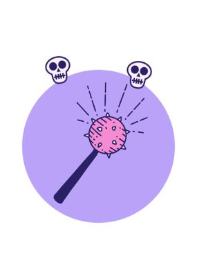 Dövme stili bir ortaçağ topuzu ikonunun dönen kafatası animasyonu